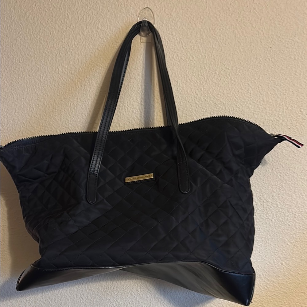 Tommy Hilfiger Black Quilted Tote Bag